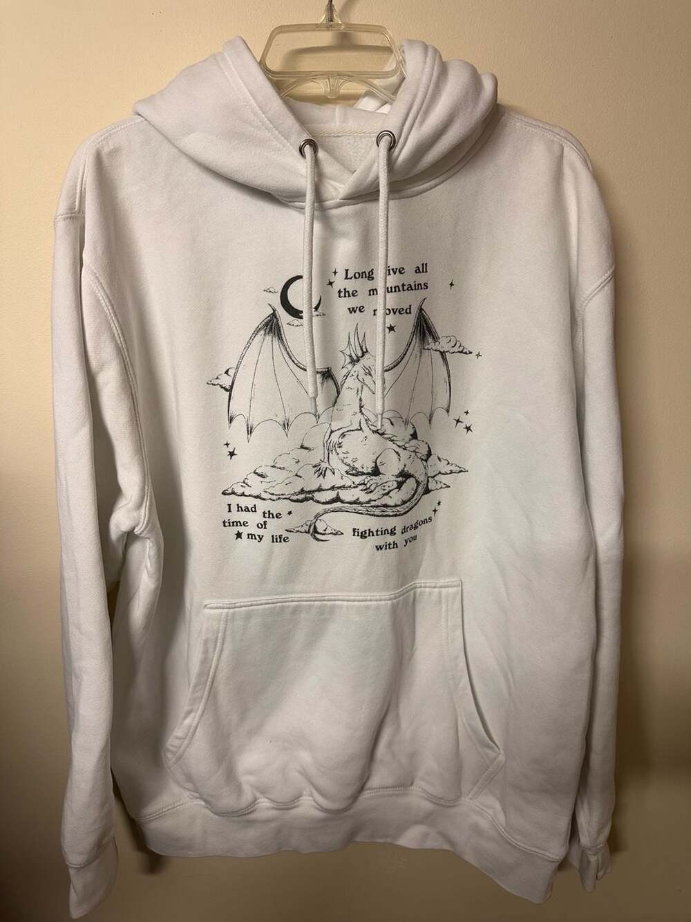 Taylor Swift Speak Now Fighting Dragons With You White Hoodie Size L